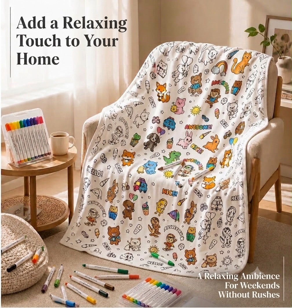 Color Your World: Washable & Reusable Coloring Blanket.