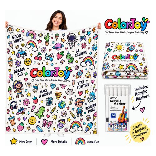 Color Your World: Washable & Reusable Coloring Blanket.